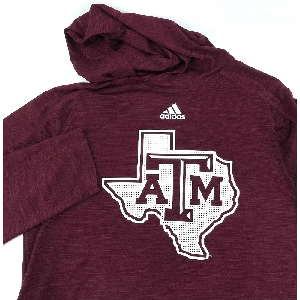 Adidas Texas A&M Aggies Climalite Hoodie Mens Large Maroon Texas Outline Logo